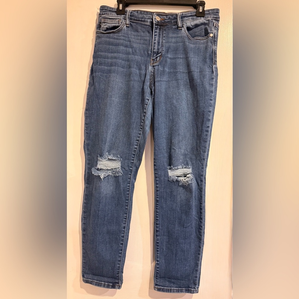 Judy Blue High-Rise Distressed Straight Leg Jeans - Size 13/31